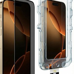 KIVOQ Tempered Glass Screen Protector - 2 pack with Auto Alignment Tray for iPhone 17 Air, 6ft Drop Protection Anti Fingerprint 9H Hardness