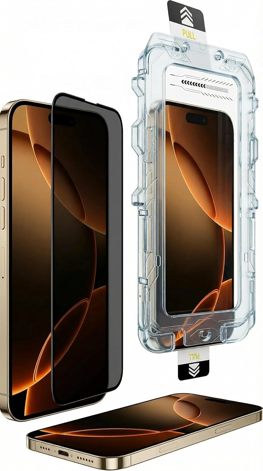 KIVOQ Tempered Glass Screen Protector - 2 pack with Auto Alignment Tray for iPhone 17 Air, 6ft Drop Protection Anti Fingerprint 9H Hardness